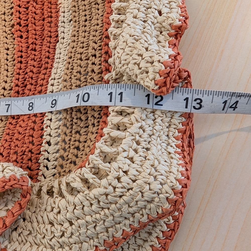 ZARA Woven Straw Shoulder Bag Tan Orange - Picture 7 of 9